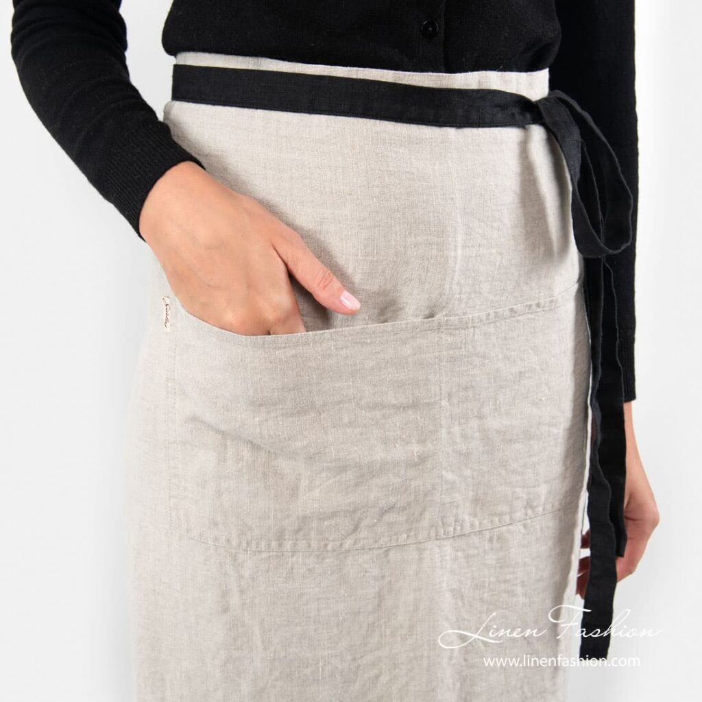 BISTRO maxi Schürze naturgrau 3 Grey colored linen apron, bistro.