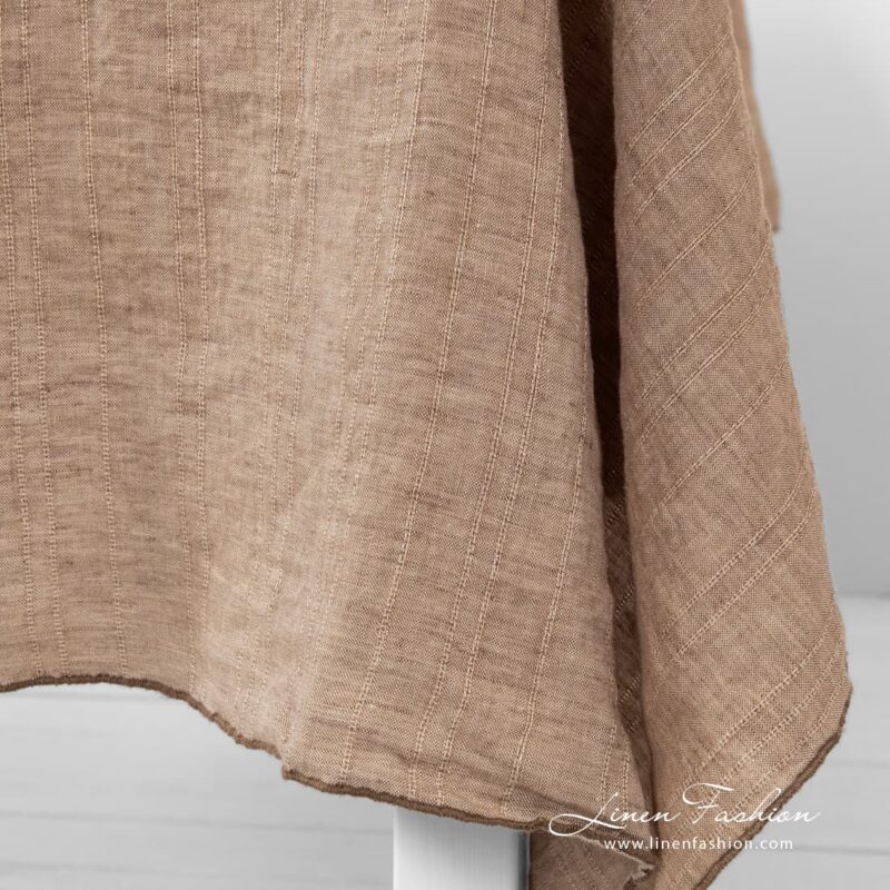Brown linen tablecloth.