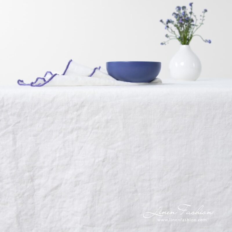 ARVO white linen tablecloth, specially washed