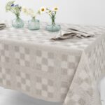 KARO Tischdecke beige