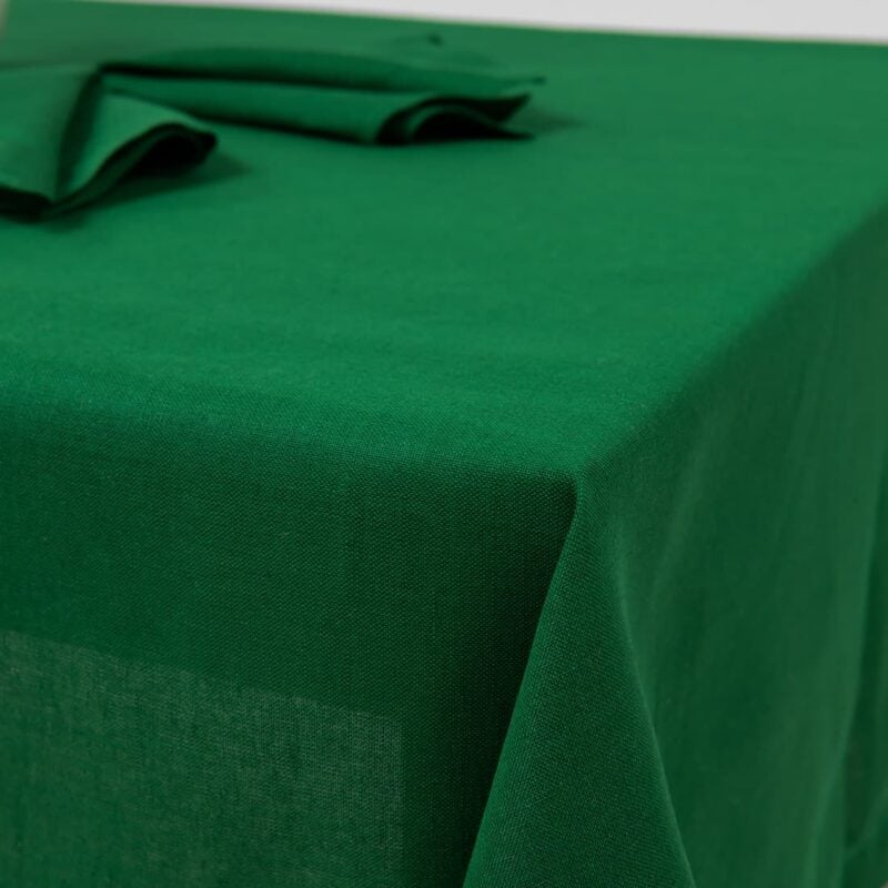 Linen cotton emerald green tablecloth table edge