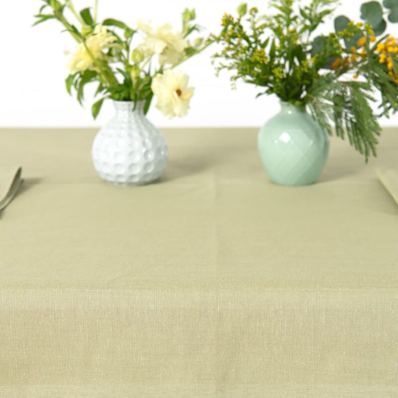 Light green linen cotton tablecloth, with matching napkins