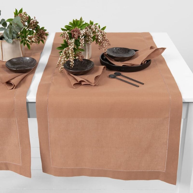 linen cotton light brown runner, in 2 sizes