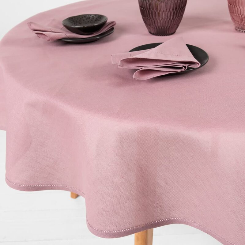 linen cotton round oval lilac tablecloth solid color