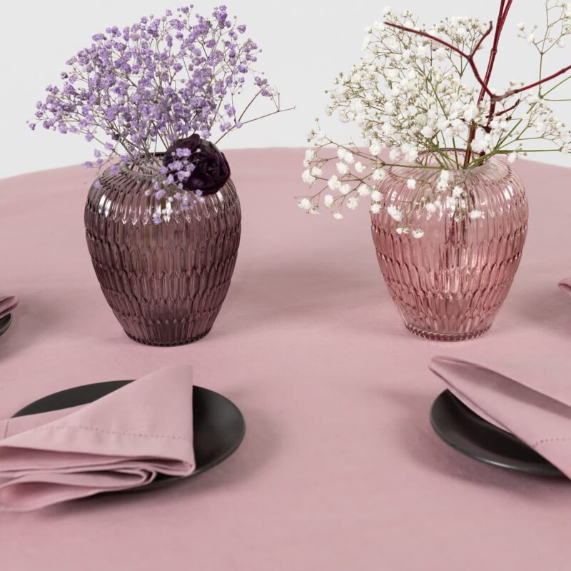 linen cotton round oval lilac tablecloth