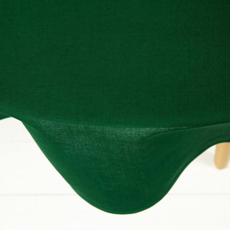 Linen cotton round oval emerald green tablecloth top table edge