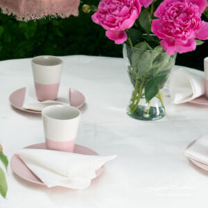 LUNA Tischdecke runde (ovale) weiße 7 Plain weave round tablecloth, linen cotton