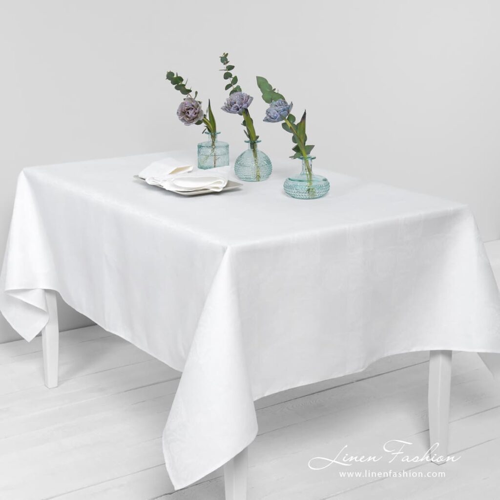 BOTANIC white linen tablecloth