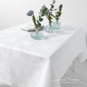 BOTANIC optical white linen tablecloth
