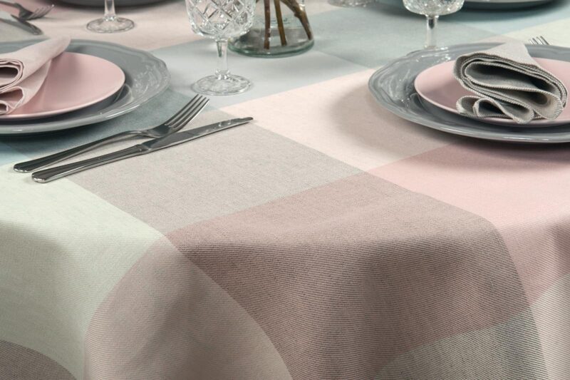 KARO Tischdecke runde (ovale) rosa – Bild 2
