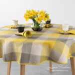 KARO Tischdecke runde (ovale) gelbe