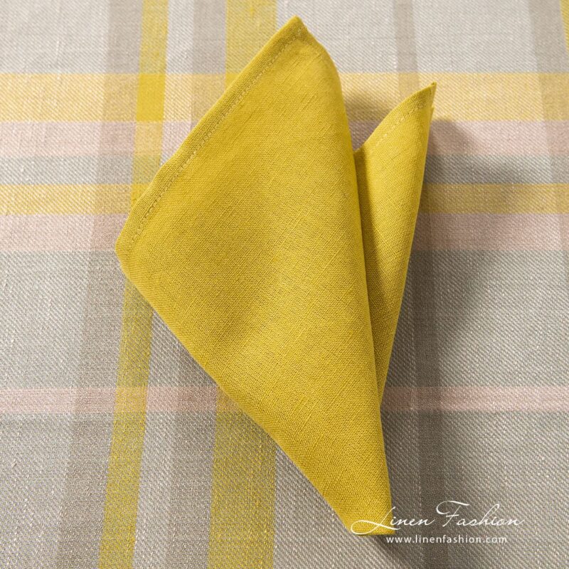 METIS sulfur yellow linen napkin with matching tablecloth