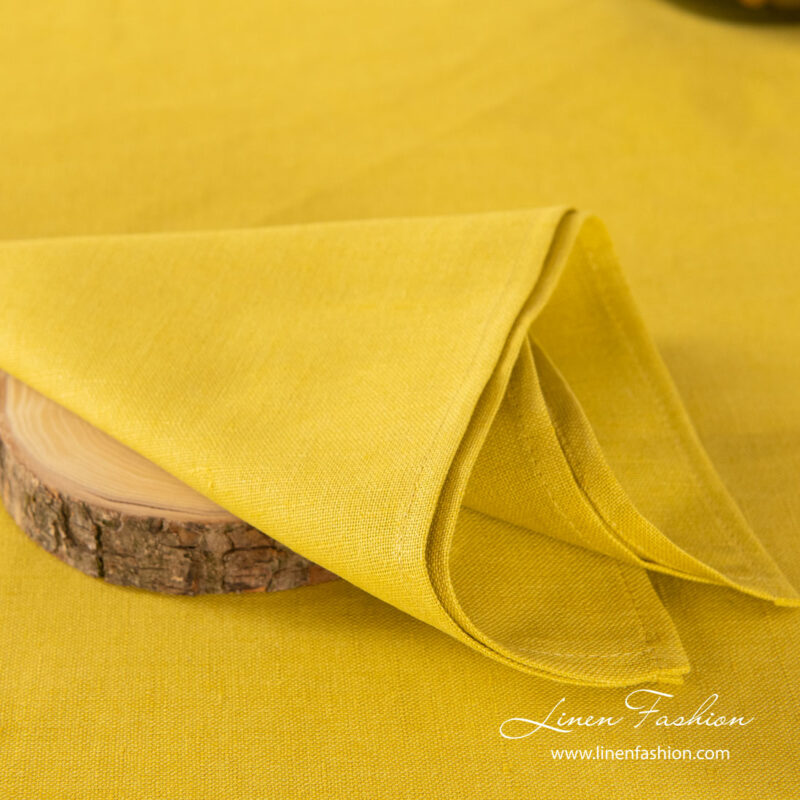 Yellow linen cotton napkin - Linen Fashion.