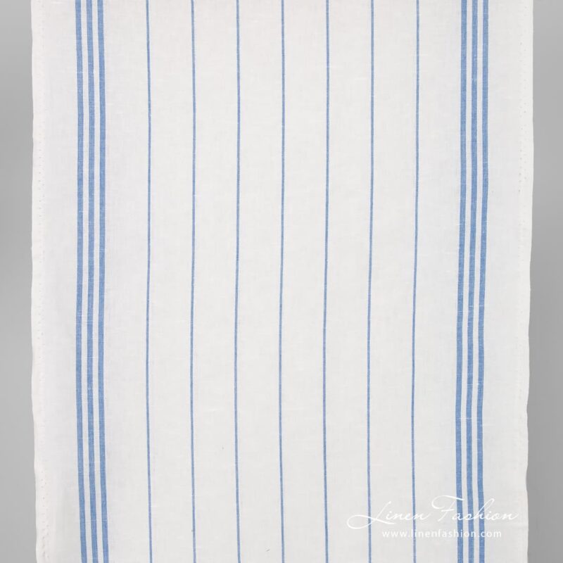Linen cotton white striped fabric