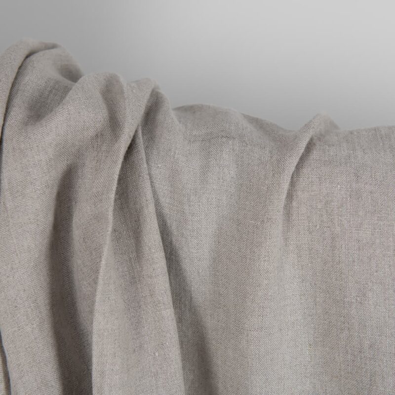 Washed linen fabric in natural grey texture