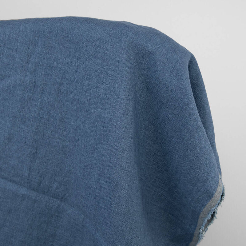 Washed linen fabric jean blue, 100% linen