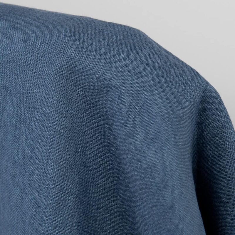 Washed linen fabric jean blue, plain weave