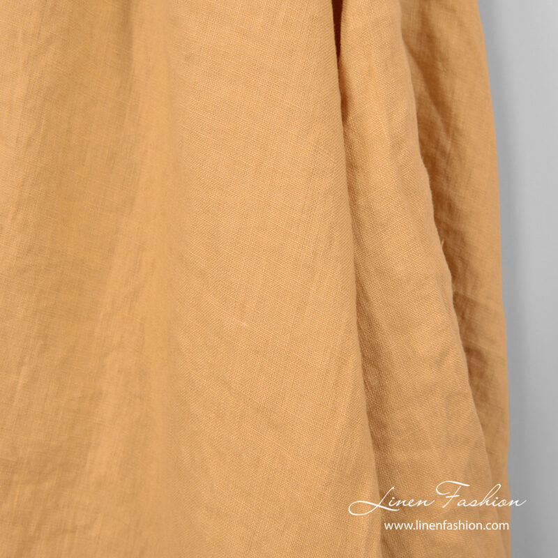 Washed peach yellow linen fabric