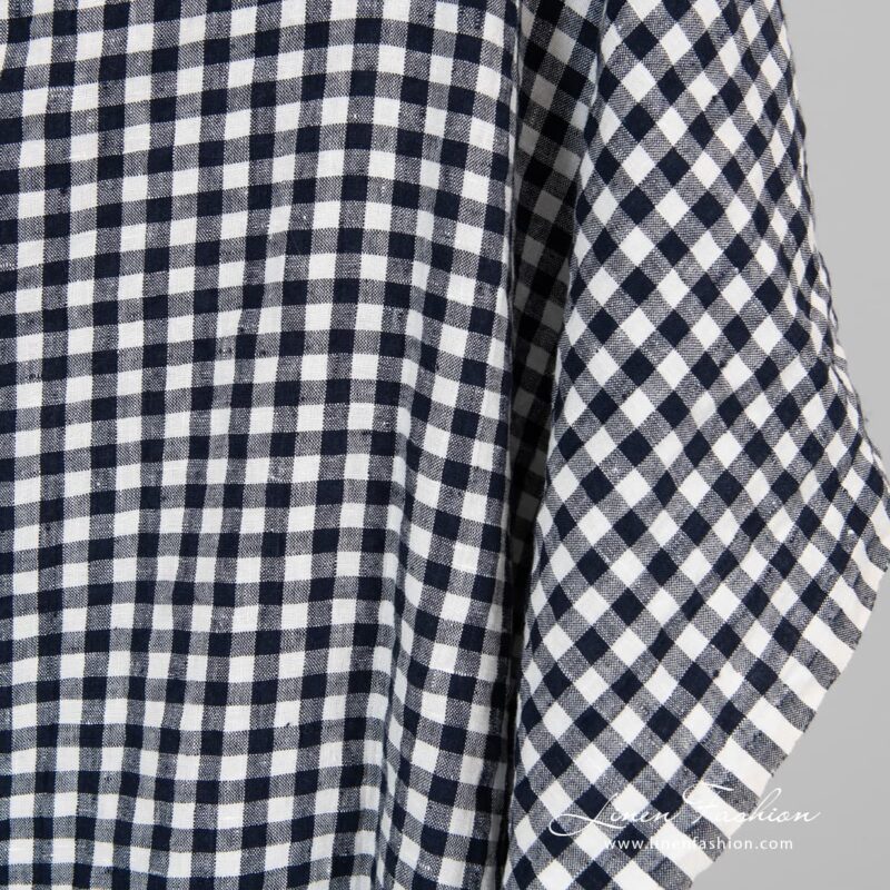 Washed fabric in navy gingham checks.