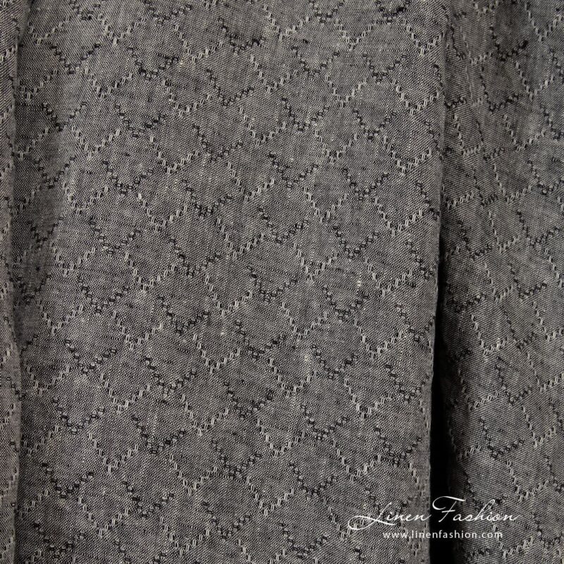 Melange linen fabric in black.