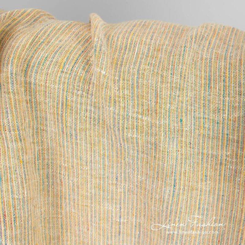 Linen fabric in multicolored stripes