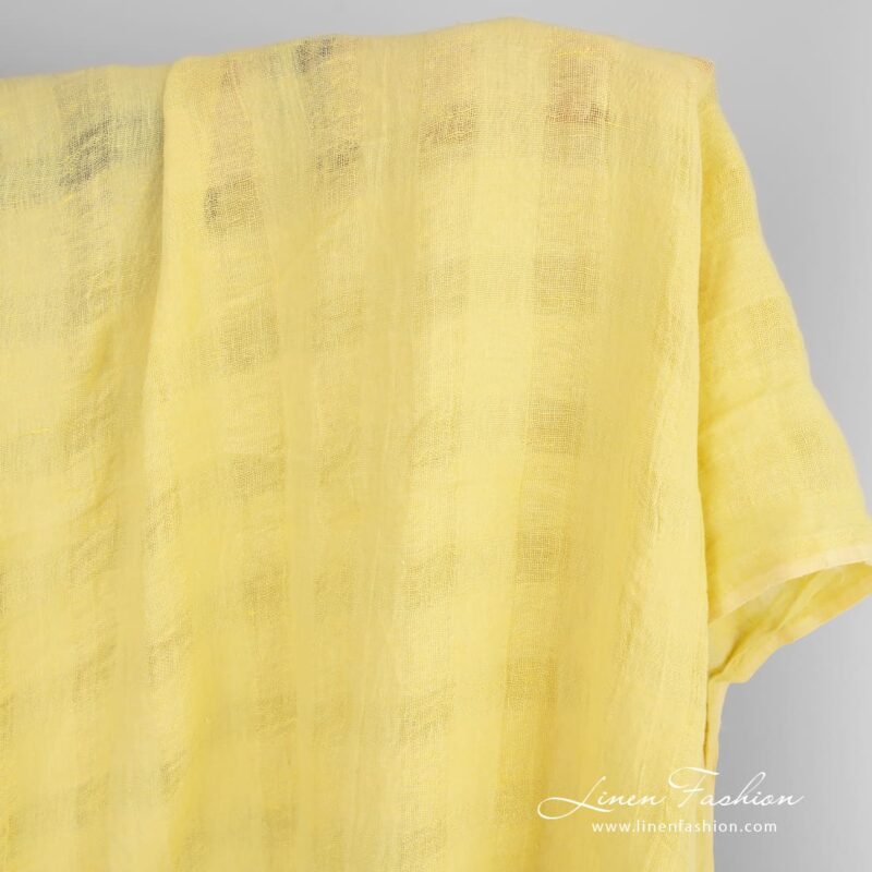 Yellow linen fabric, perfect for curtains, tablecloths, scarves and shawls