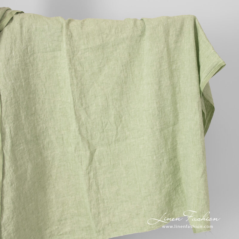 light green linen fabric, washed.
