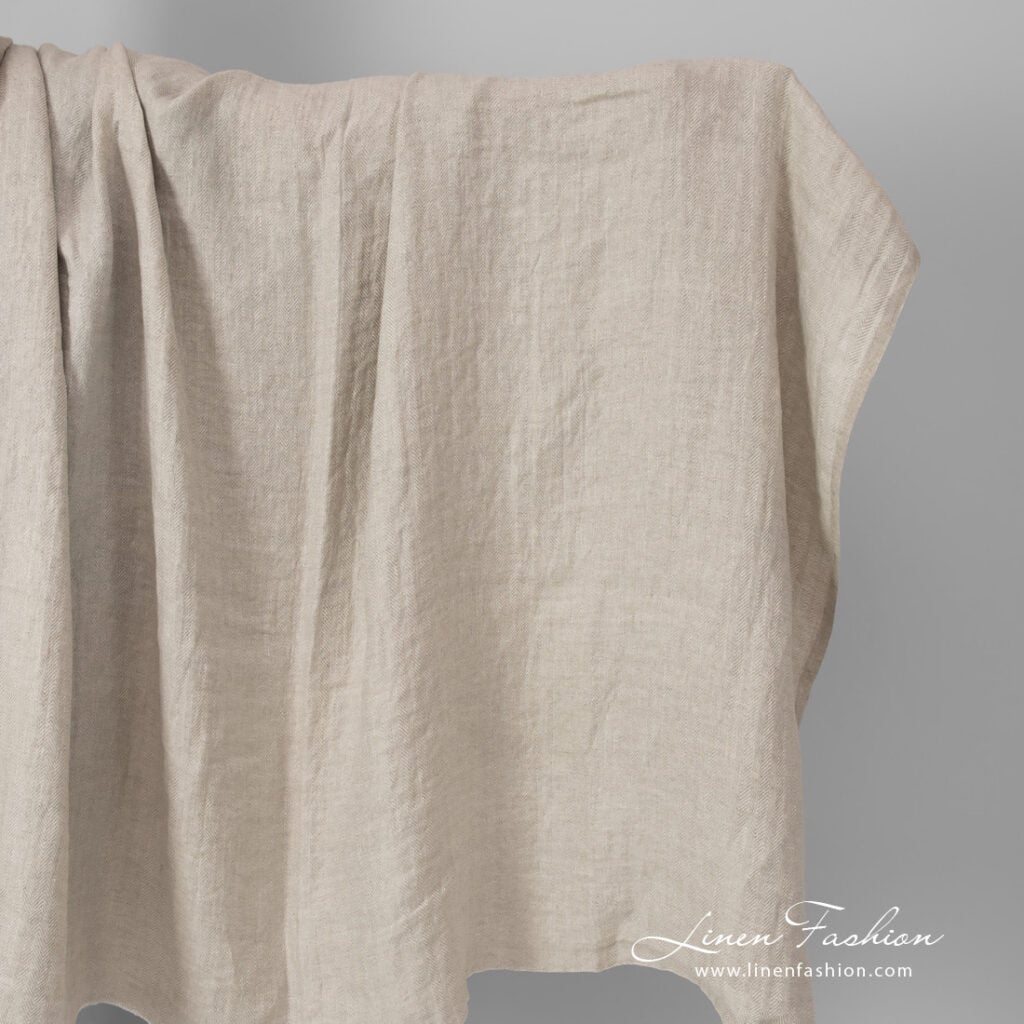 herringbone beige linen, washed.