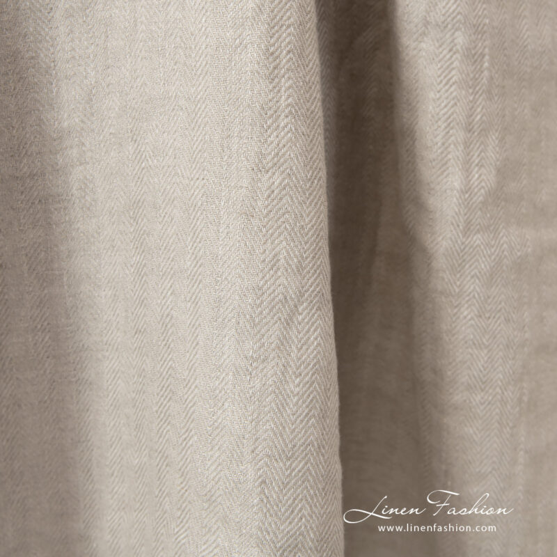 herringbone beige linen, width 145cm.