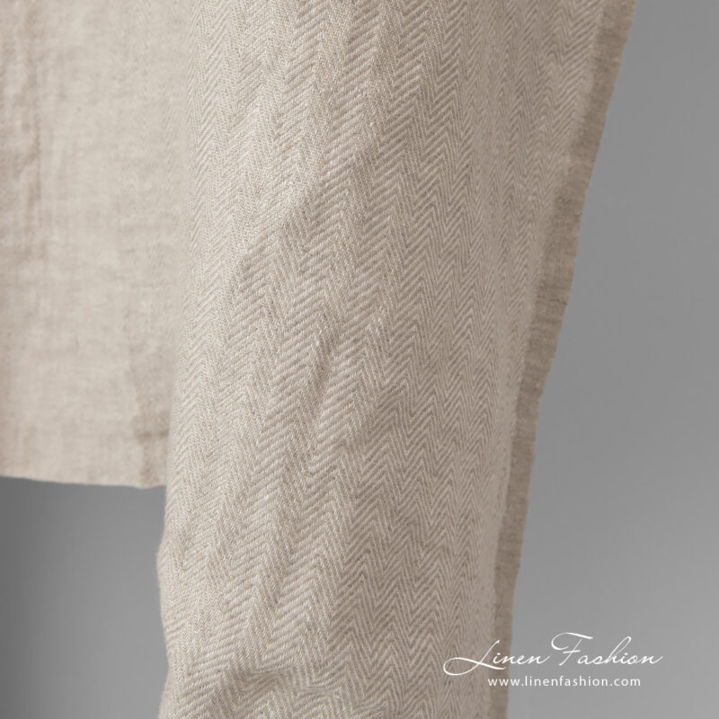 herringbone beige linen, melange.