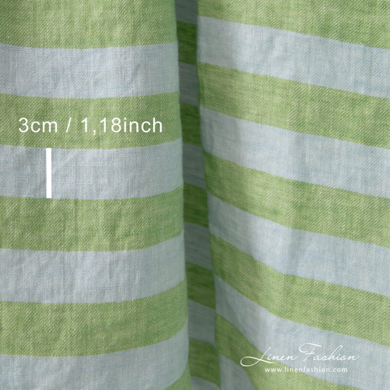 blue green striped linen 3cm. width.