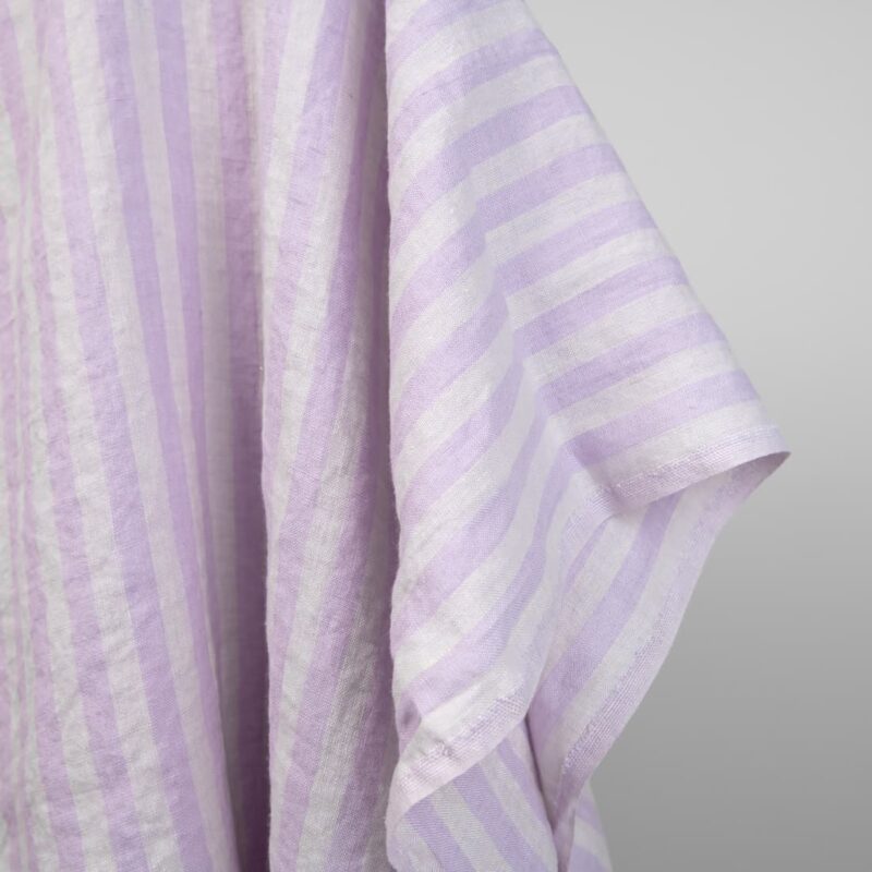 linen lilac striped fabric, washed