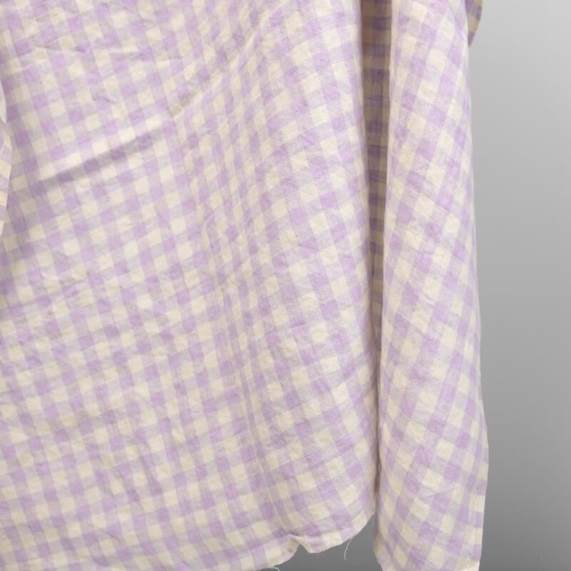 linen lilac washed fabric in checks, 145cm.