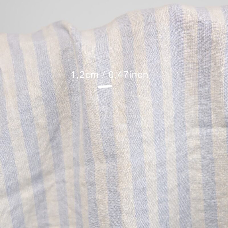 linen washed fabric blue stripes 1.2cm.