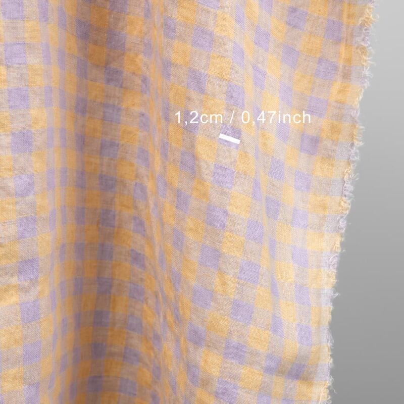 linen fabric lilac and yellow checks 1.2cm.