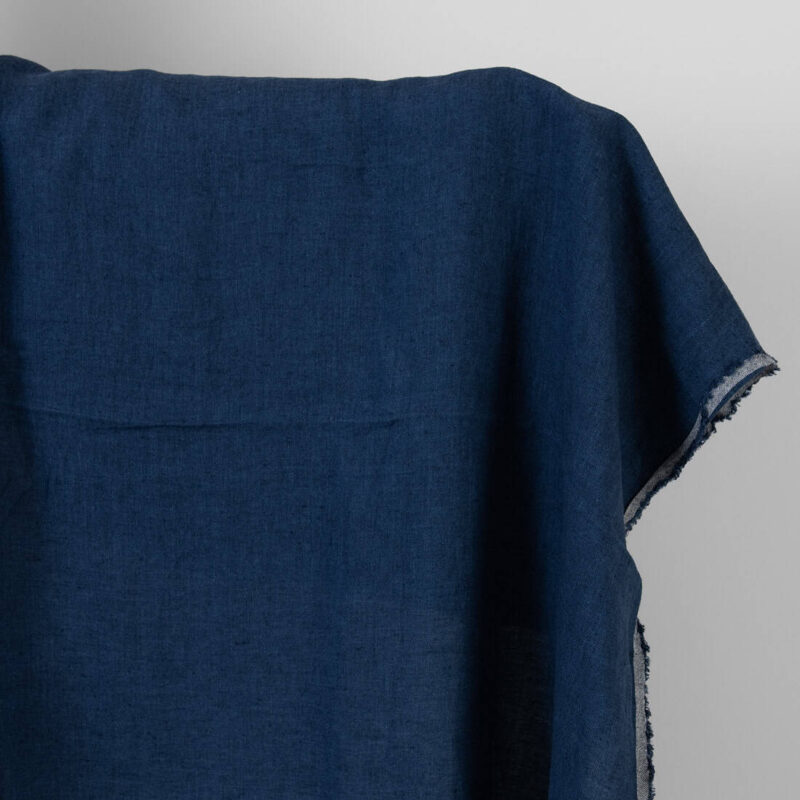 Leinenstoff jeansblau-dunkelblau meliert gewaschen