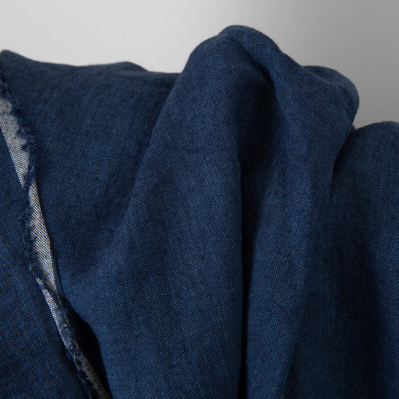 Leinenstoff jeansblau-dunkelblau meliert gewaschen – Bild 3