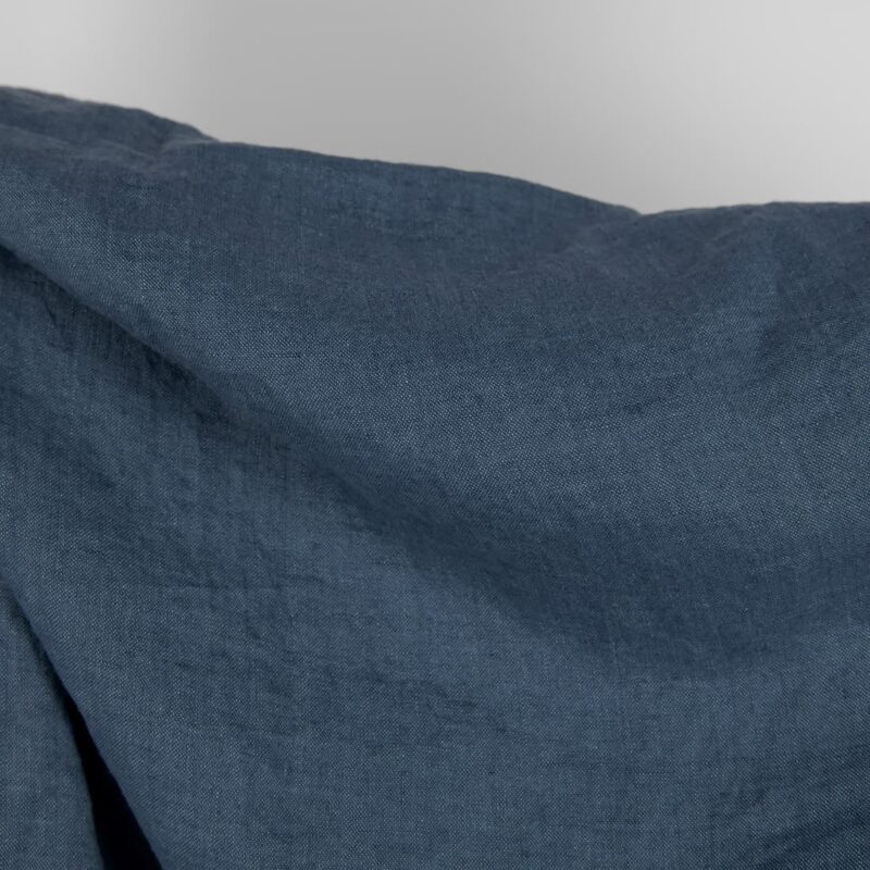 Linen washed fabric dark blue color soft and supple
