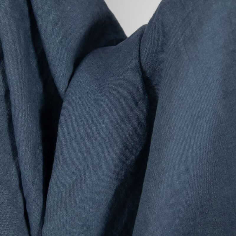 Linen washed fabric dark blue color soft and supple fit for sewing home textiles