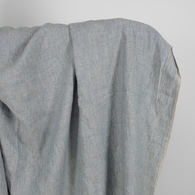 Linen washed fabric grayish blue color for sewing clothes and home textiles