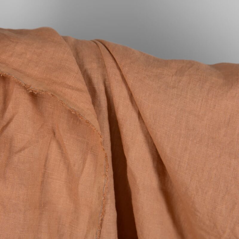 Linen washed fabric light brown color for sewing clothes and home textiles