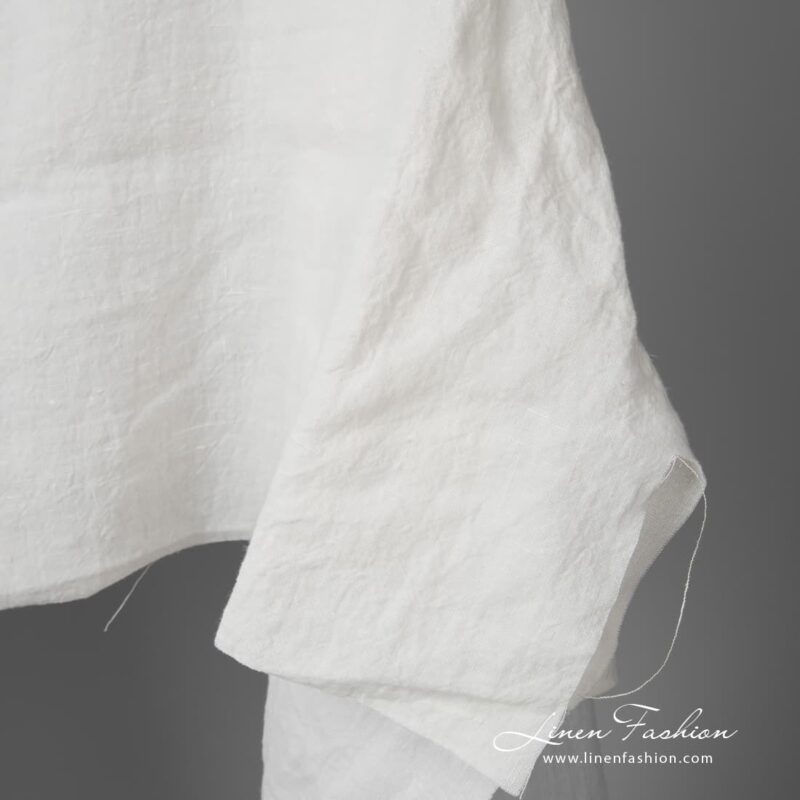 Off-white wide washed linen fabric