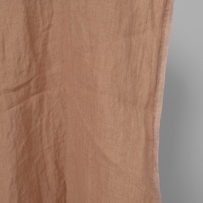 Washed linen fabric light clay colour edge