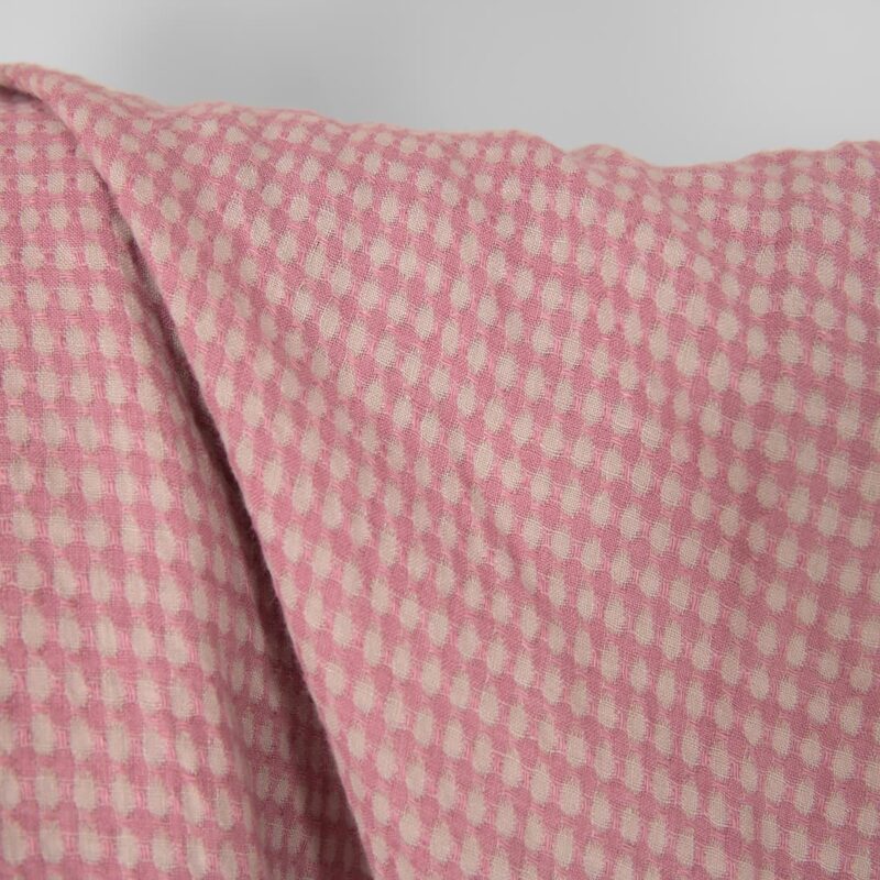 Washed linen fabric in greyish lilac pattern, 100% linen