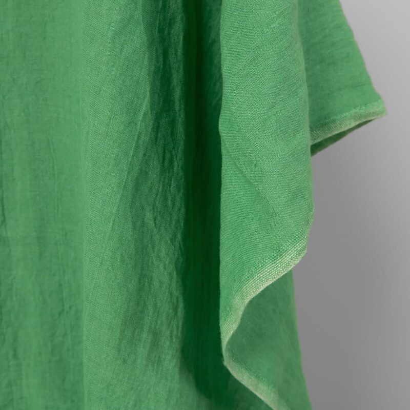 Washed linen fabric in spinach green, 100% linen