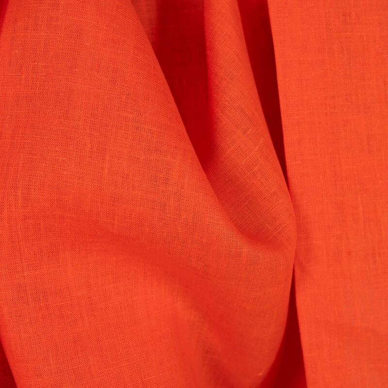 Linen fabric solid orange texture