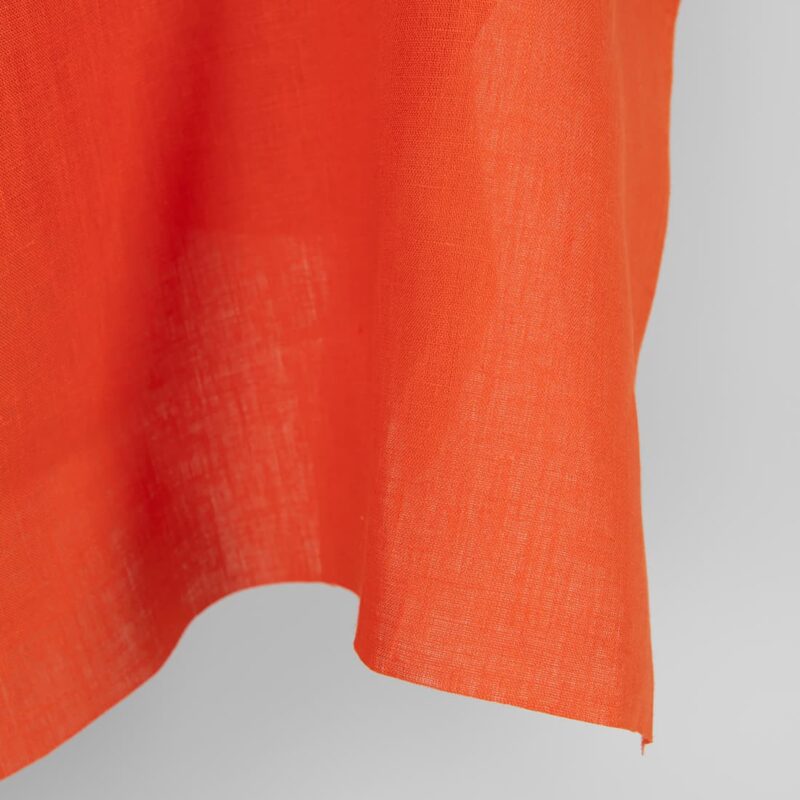 Linen fabric solid orange edge
