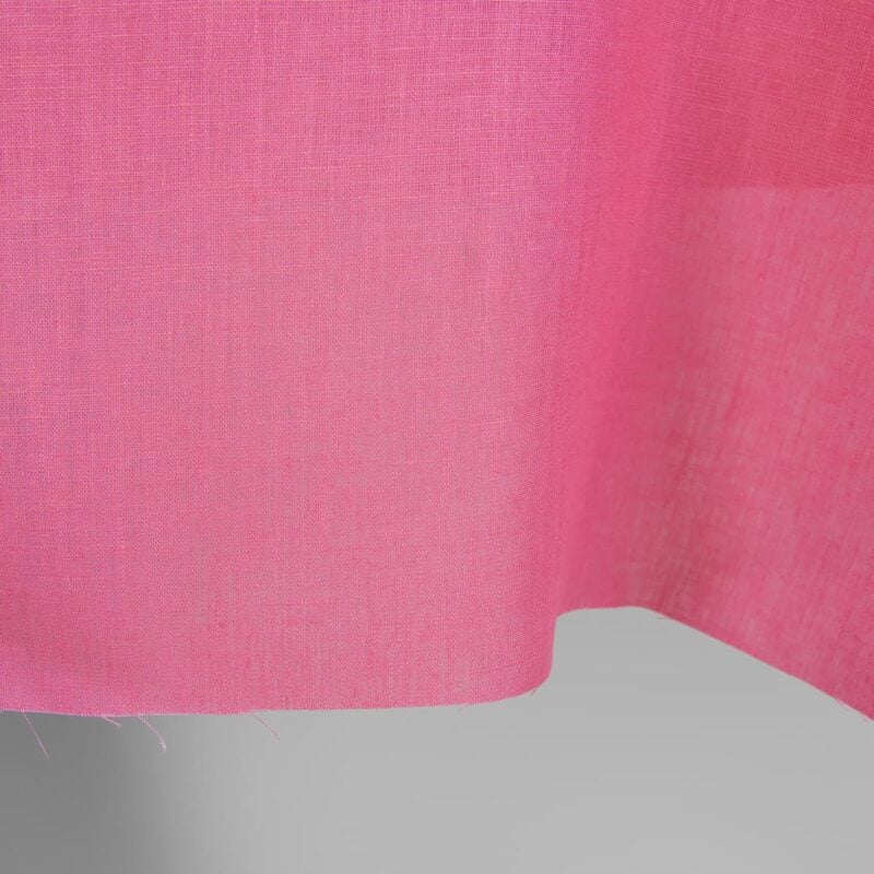 Linen fabric solid pink edge