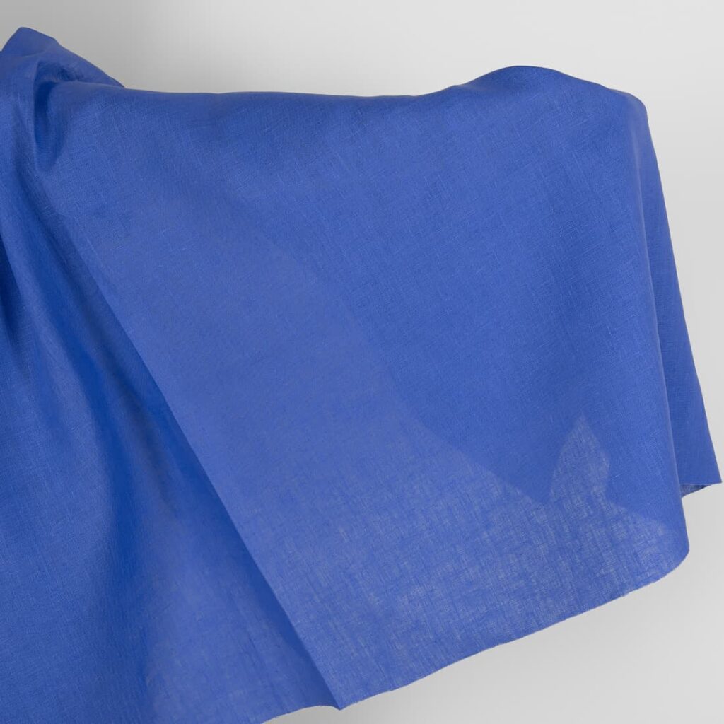 Linen fabric plain vibrant blue colour