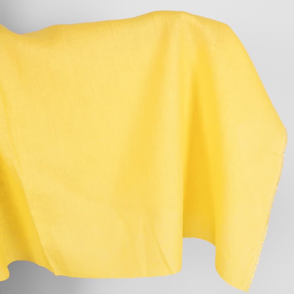 Linen fabric in plain vibrant yellow colour
